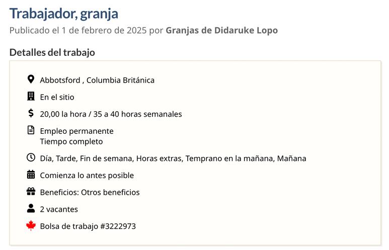 vacantes de empleo canadá