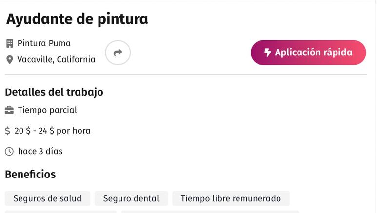 vacante de empleo en california