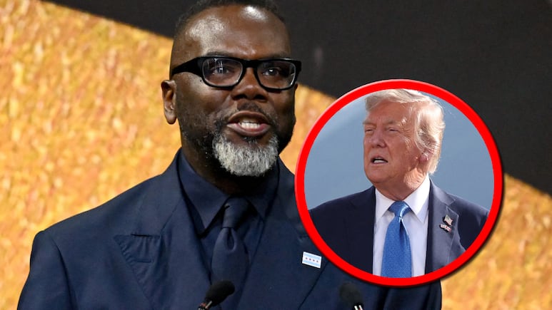 Brandon Johnson, alcalde de Chicago, y Donald Trump, presidente de Estados Unidos.