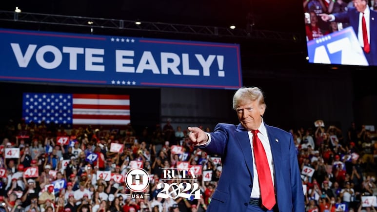donald trump traje azul campaña