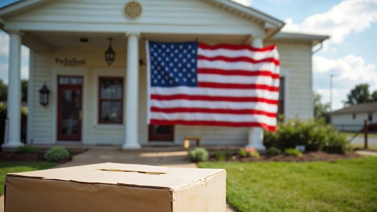 Casa con bandera de estados unidos