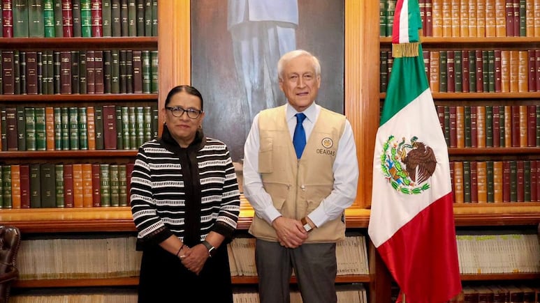 Rosa Icela Rodríguez recibe al jefe de la Misión de Observación Electoral, previo al 1 de junio