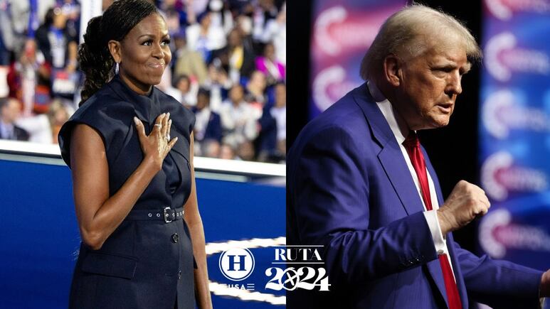 michelle obama con vestido donald trump de traje