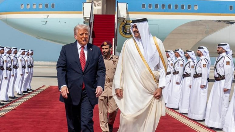 Donald Trump, presidente de Estados Unidos, y Tamim bin Hamad Al Thani, emir de Qatar.
