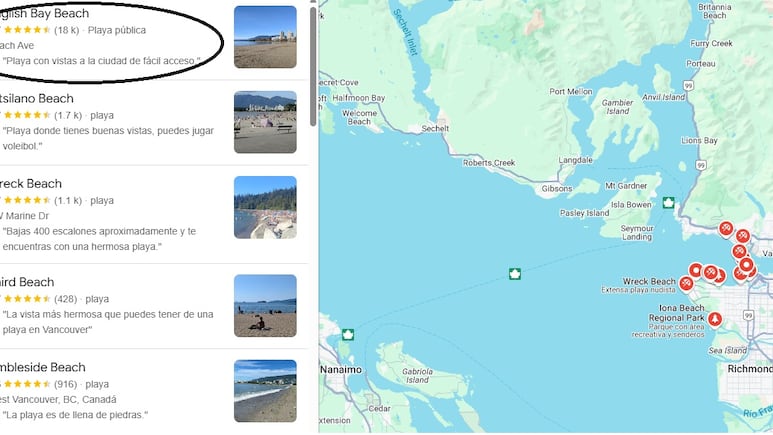 Esta es la playa más visitada de Vancouver porque cuenta con los mejores atardecer, según Google Maps
