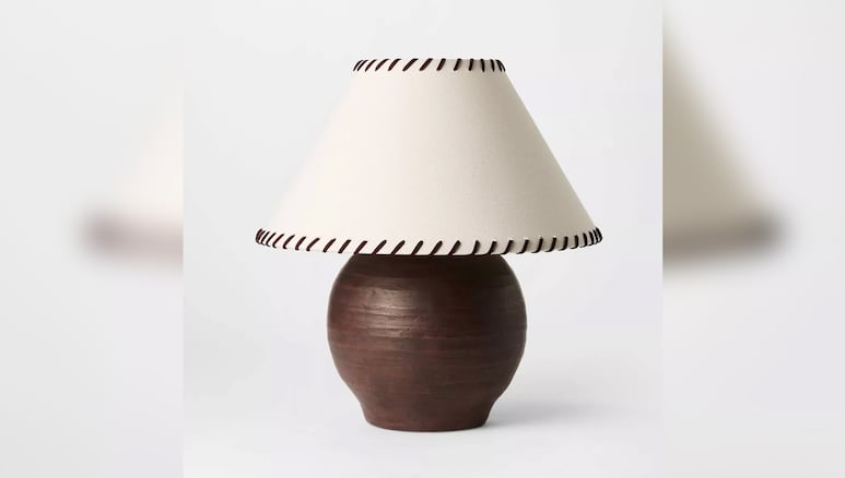 Large Earthy Table Lamp with Whipstitch Shade Threshold designed with Studio McGee.