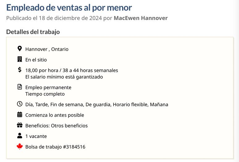vacantes de empleo canadá
