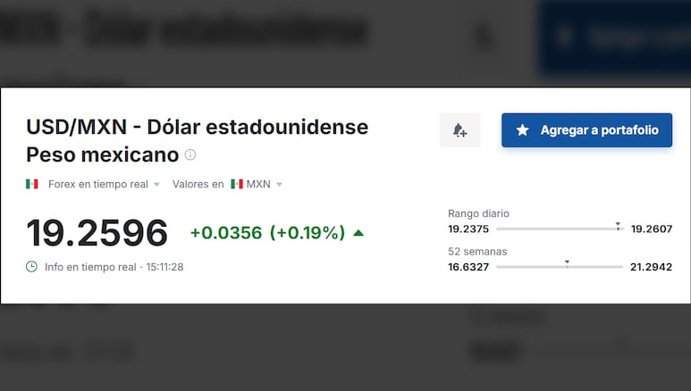 Valor del dólar en relación al peso mexicano hoy, 26 de mayo de 2025.